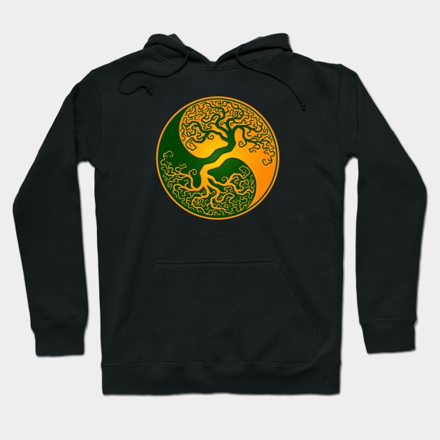 Yellow and Green Tree of Life Yin Yang Hoodie by jeffbartels